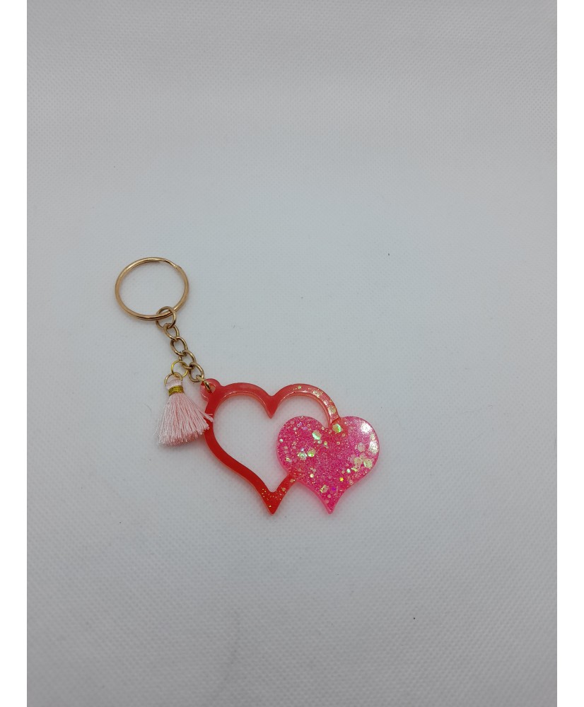 porte clé double coeur